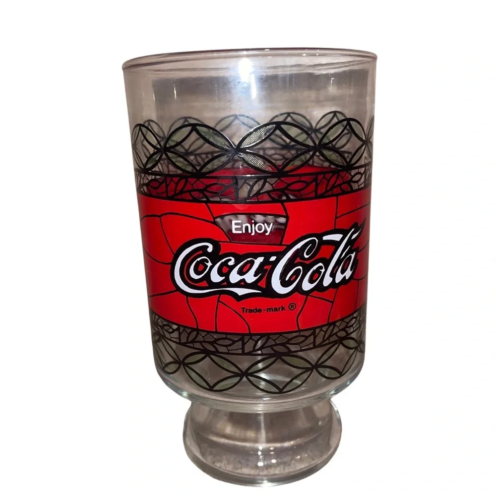 Vintage Coca-Cola Tiffany Glass oversized With Large Stem Bottoms: Great Shape